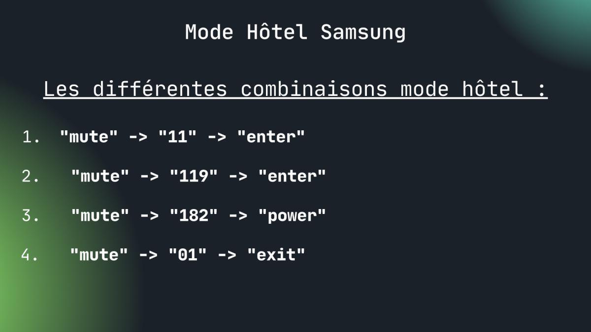 Mode Hôtel Samsung