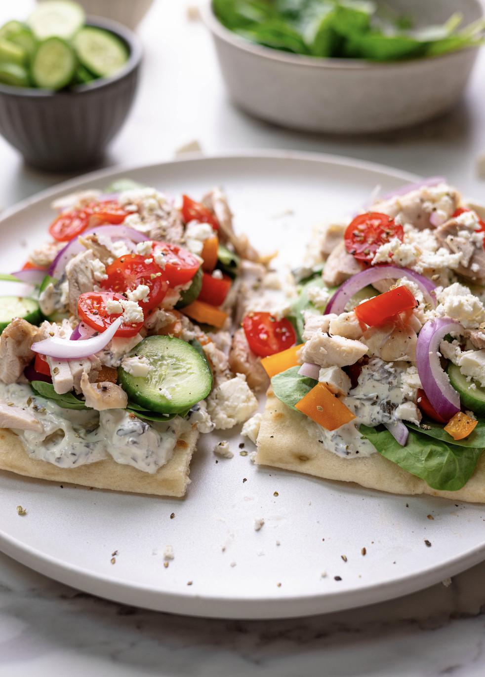 Greek Chicken Flat Bread - Aldi's Budget Grocery Version Greek Chicken Flat Bread - Aldi's Budget Grocery Version