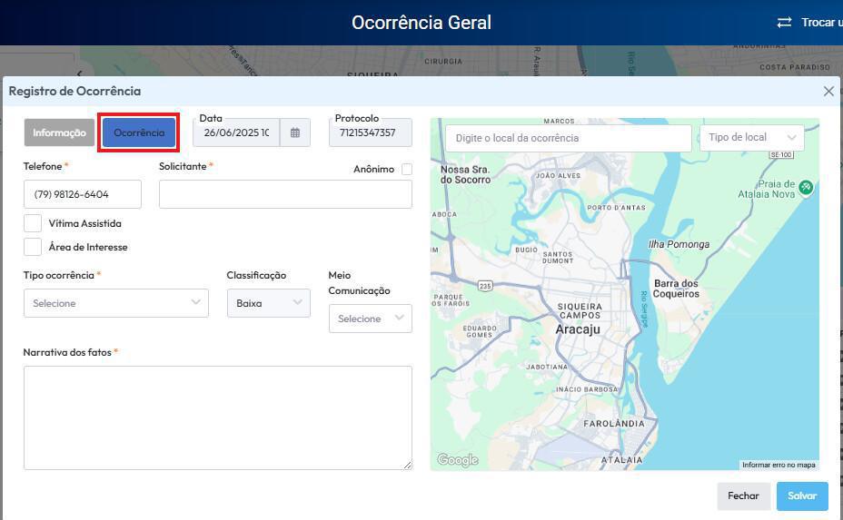 Ocorrências Geral