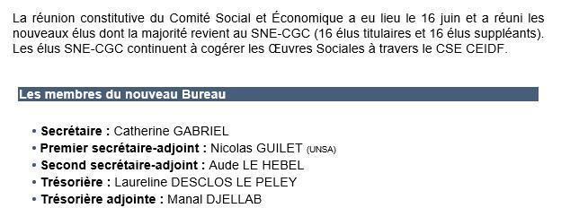 Vous avez plébiscité le SNE-CGC pour gérer le CSE, merci pour votre confiance ! Nous en serons dignes.