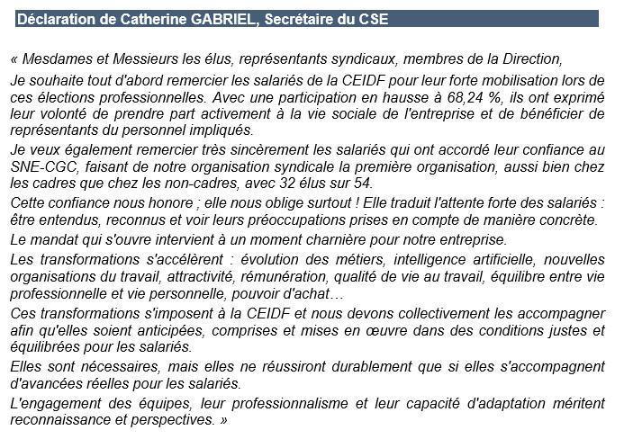 Vous avez plébiscité le SNE-CGC pour gérer le CSE, merci pour votre confiance ! Nous en serons dignes.