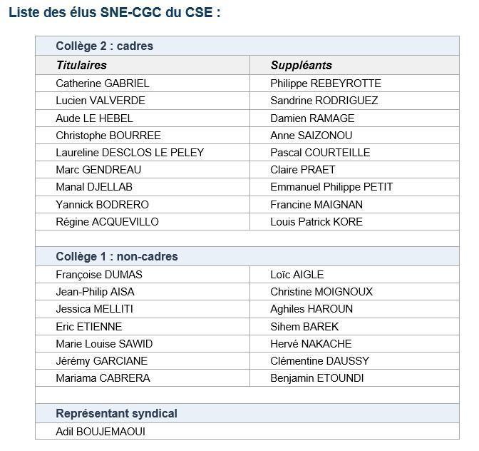 Vous avez plébiscité le SNE-CGC pour gérer le CSE, merci pour votre confiance ! Nous en serons dignes.