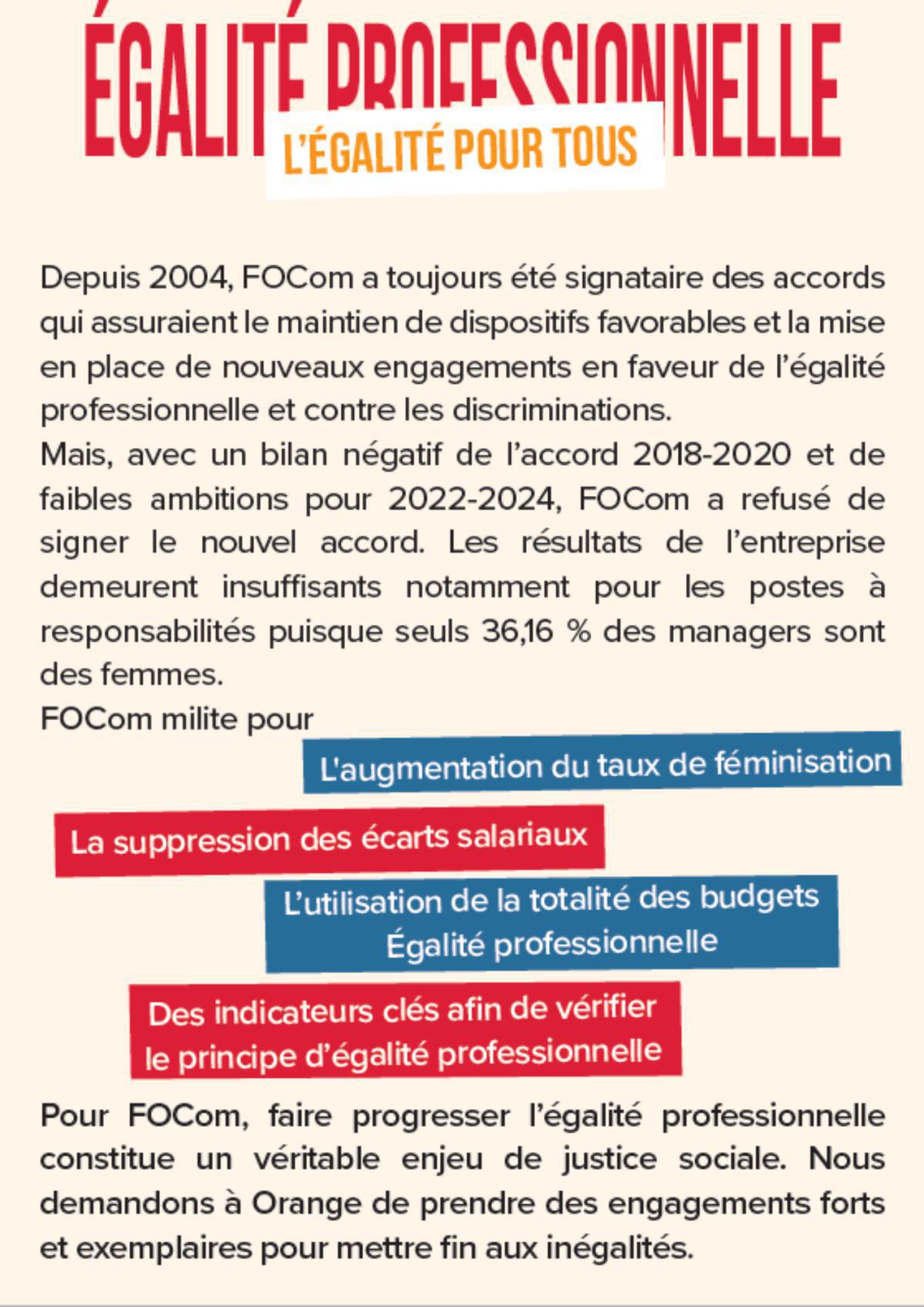 EGALITE PROFESSIONNELLE : L'égalité pour tous