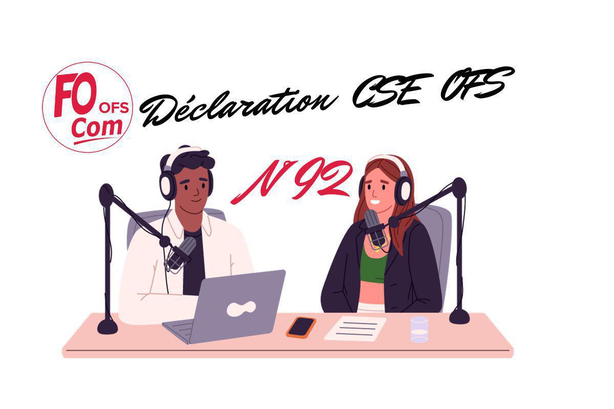 Déclaration FOCom OFS CSE N°92 Déclaration FOCom OFS CSE N°92