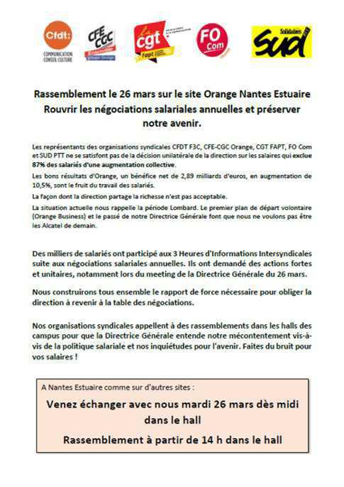 FO COM SE MOBILISE SUR NANTES-ESTUAIRE ce mardi 26 Mars 