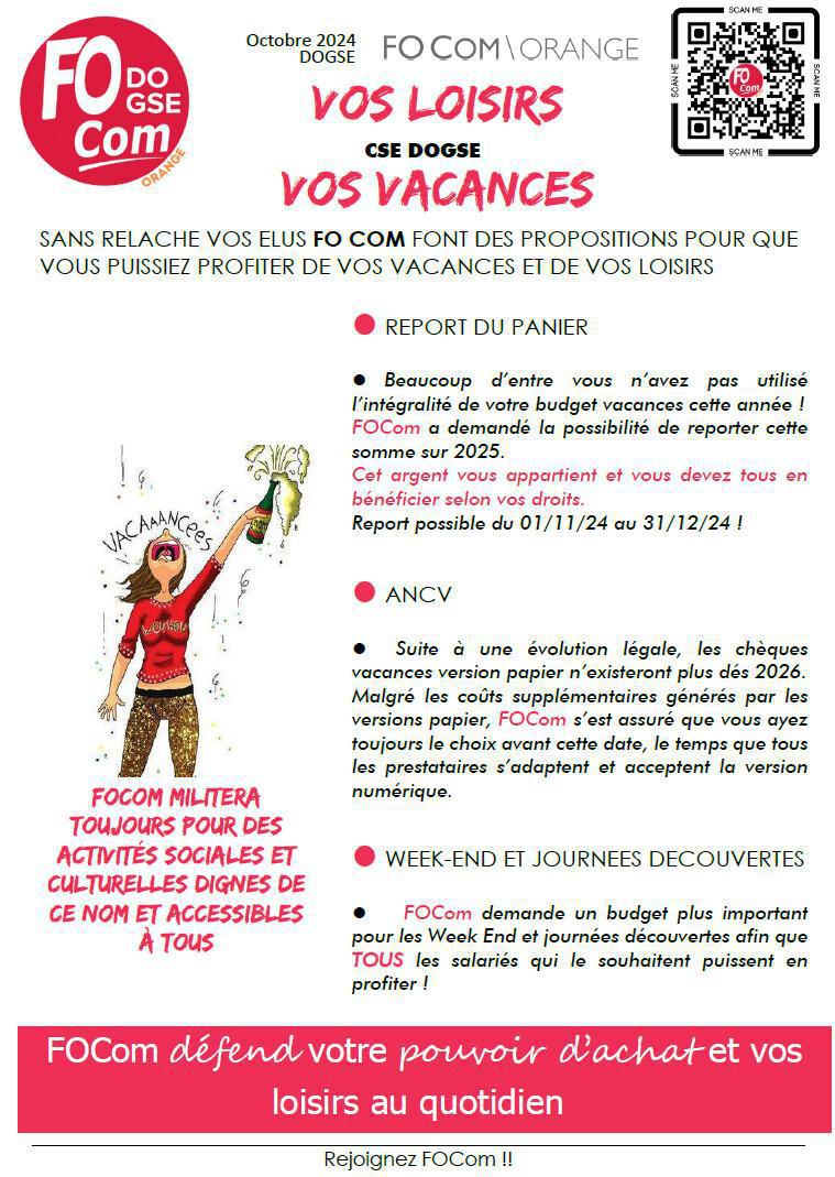 Vos loisirs, vos vacances, report du panier !