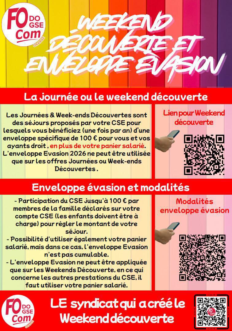 Week-end découverte et enveloppe évasion