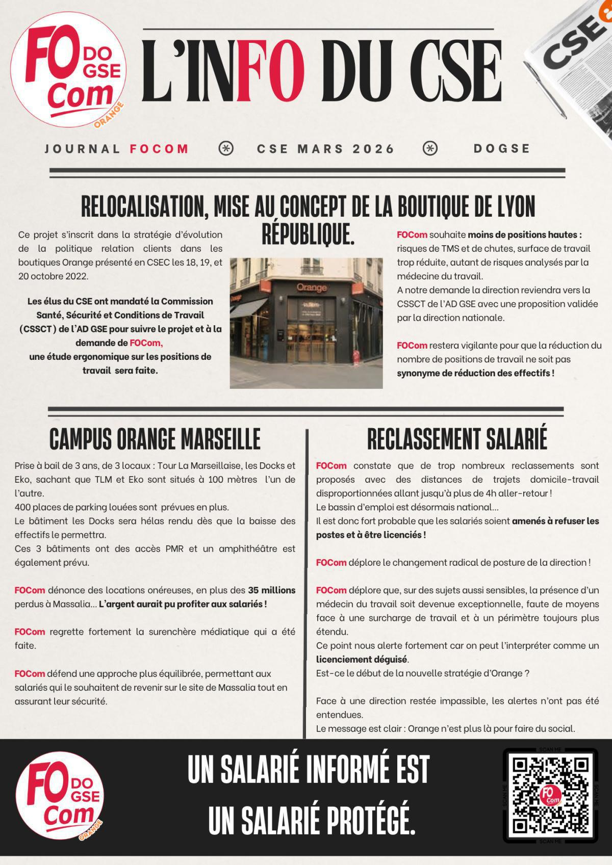 L'INFO DU CSE DE MARS 2026