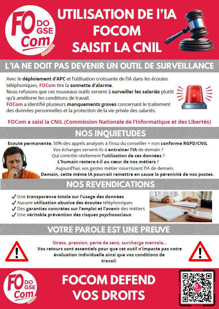UTILISATION DE L'IA, FOCOM SAISIT LA CNIL