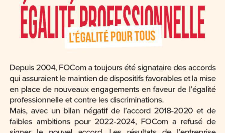 EGALITE PROFESSIONNELLE : L'égalité pour tous