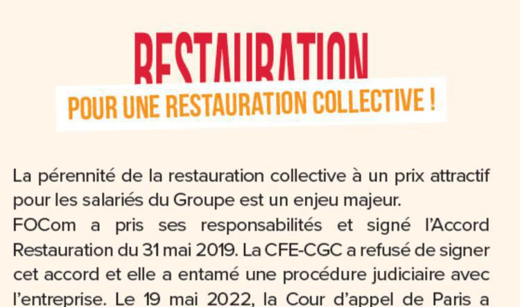 RESTAURATION : Pour une restauration collective !
