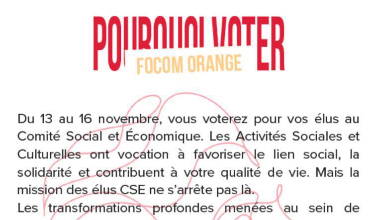POURQUOI VOTER FOCOM ORANGE