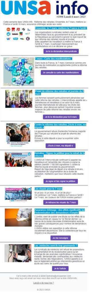 UNSA INFO DU 06 MARS 2023