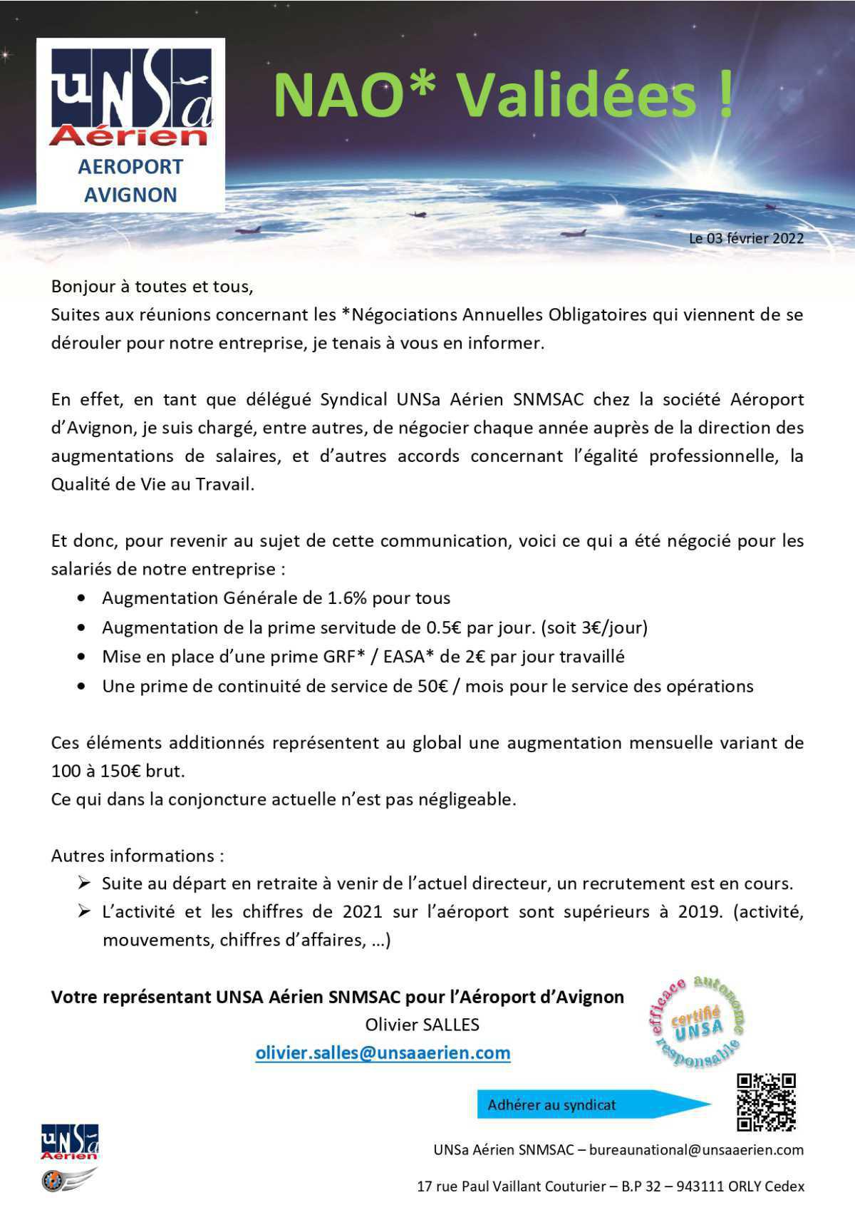 NAO validées !