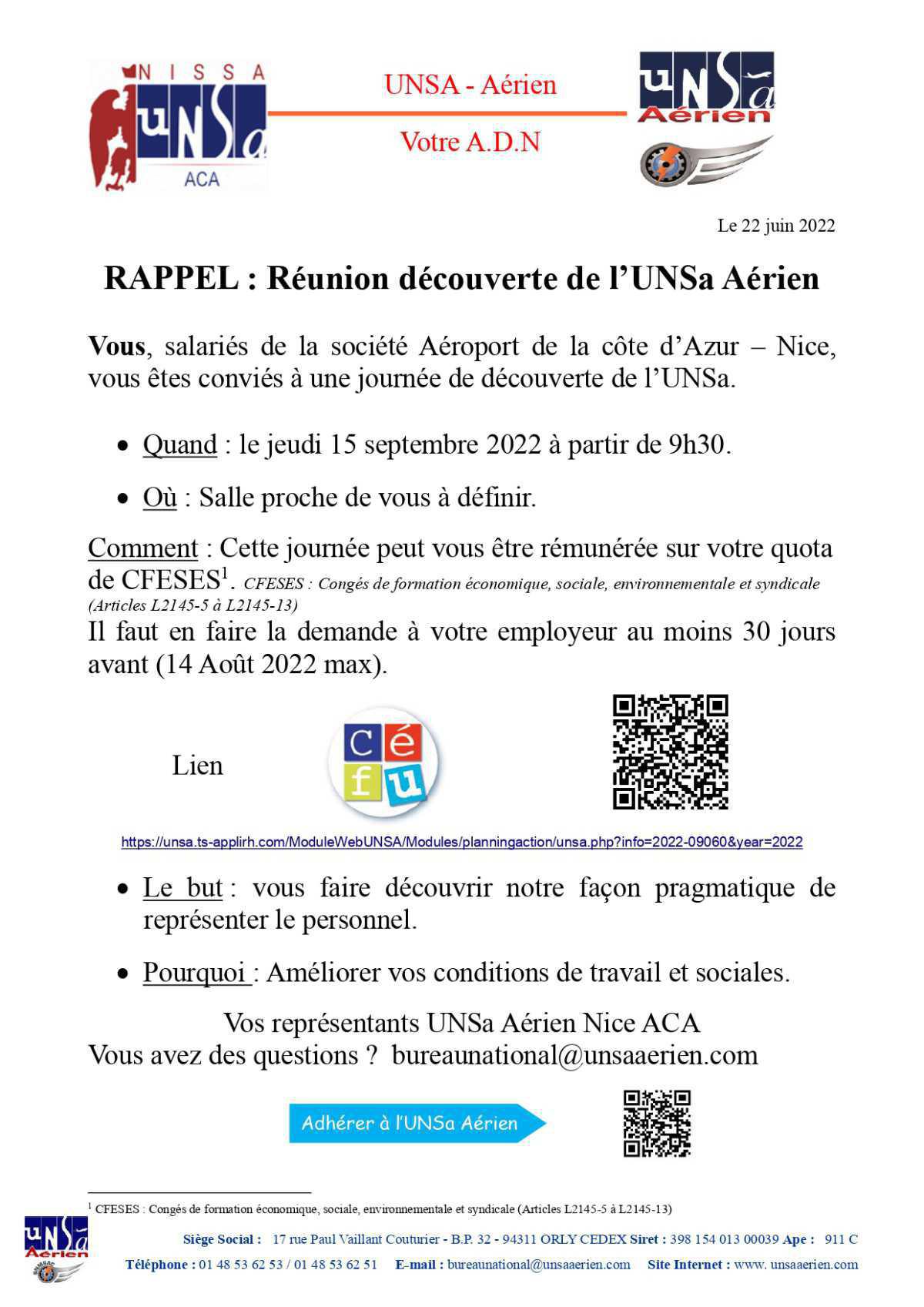 Réunion découverte UNSA Aérien