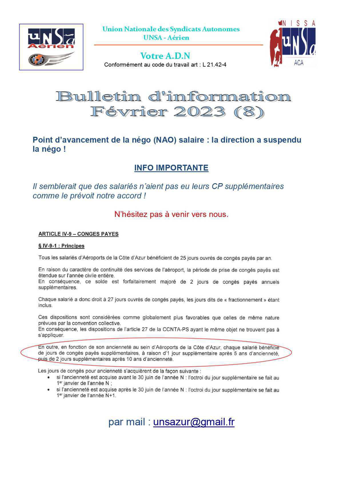 Bulletin information Février 2023