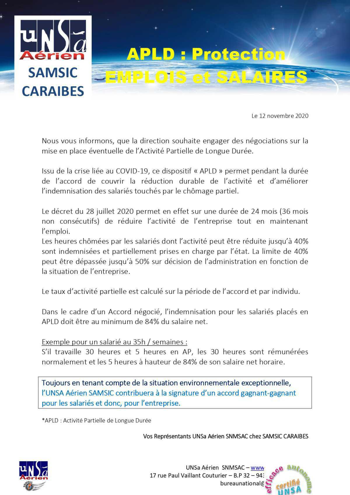 Négociations APLD