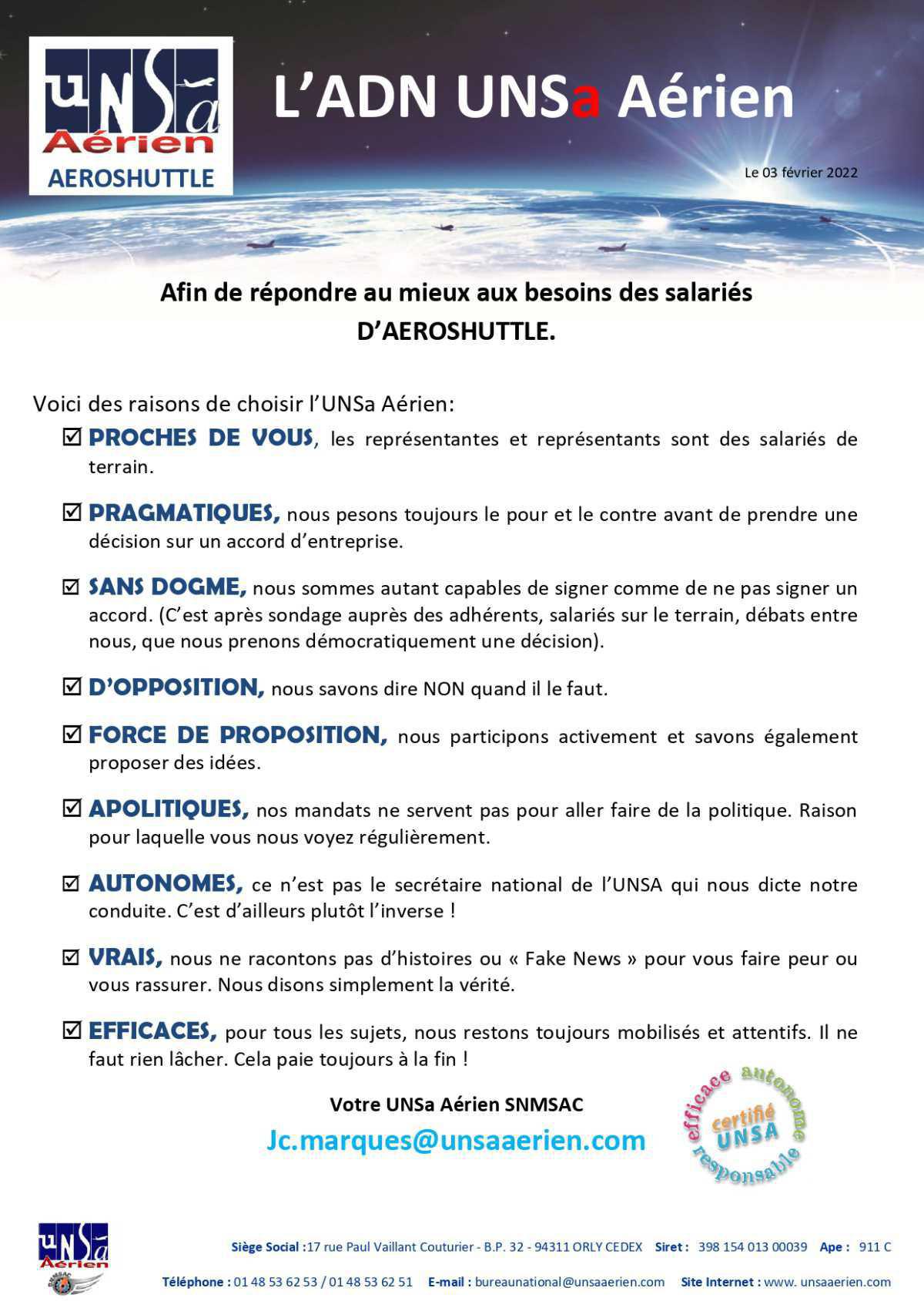 Pourquoi choisir l'UNSA Aérien ?