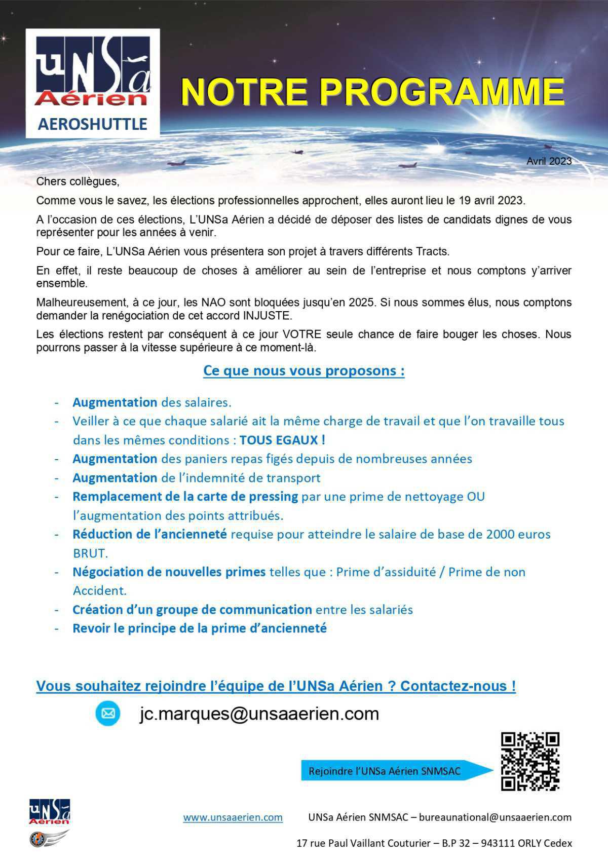 Notre programme...