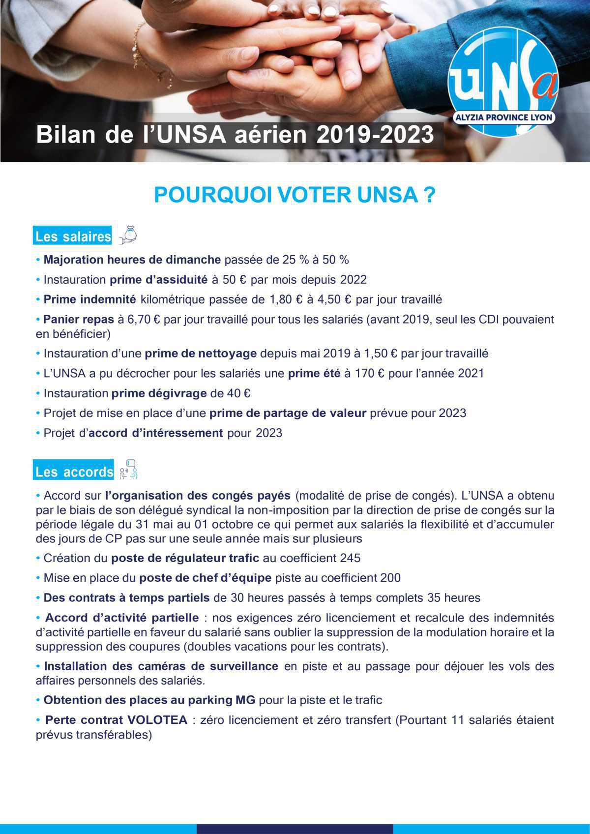 Bilan UNSA Aérien 2019 / 2023