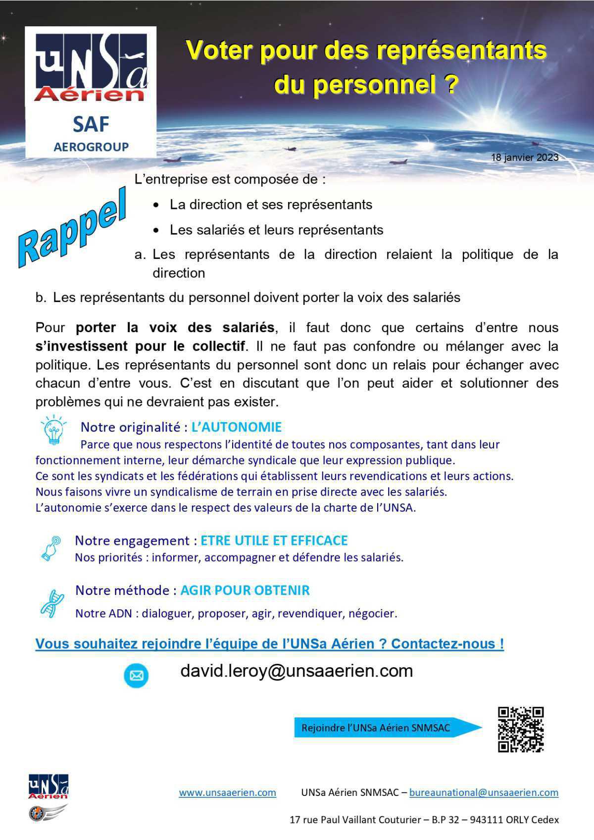 Rejoindre UNSA Aérien