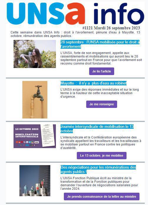 UNSa Info du 26 septembre 2023
