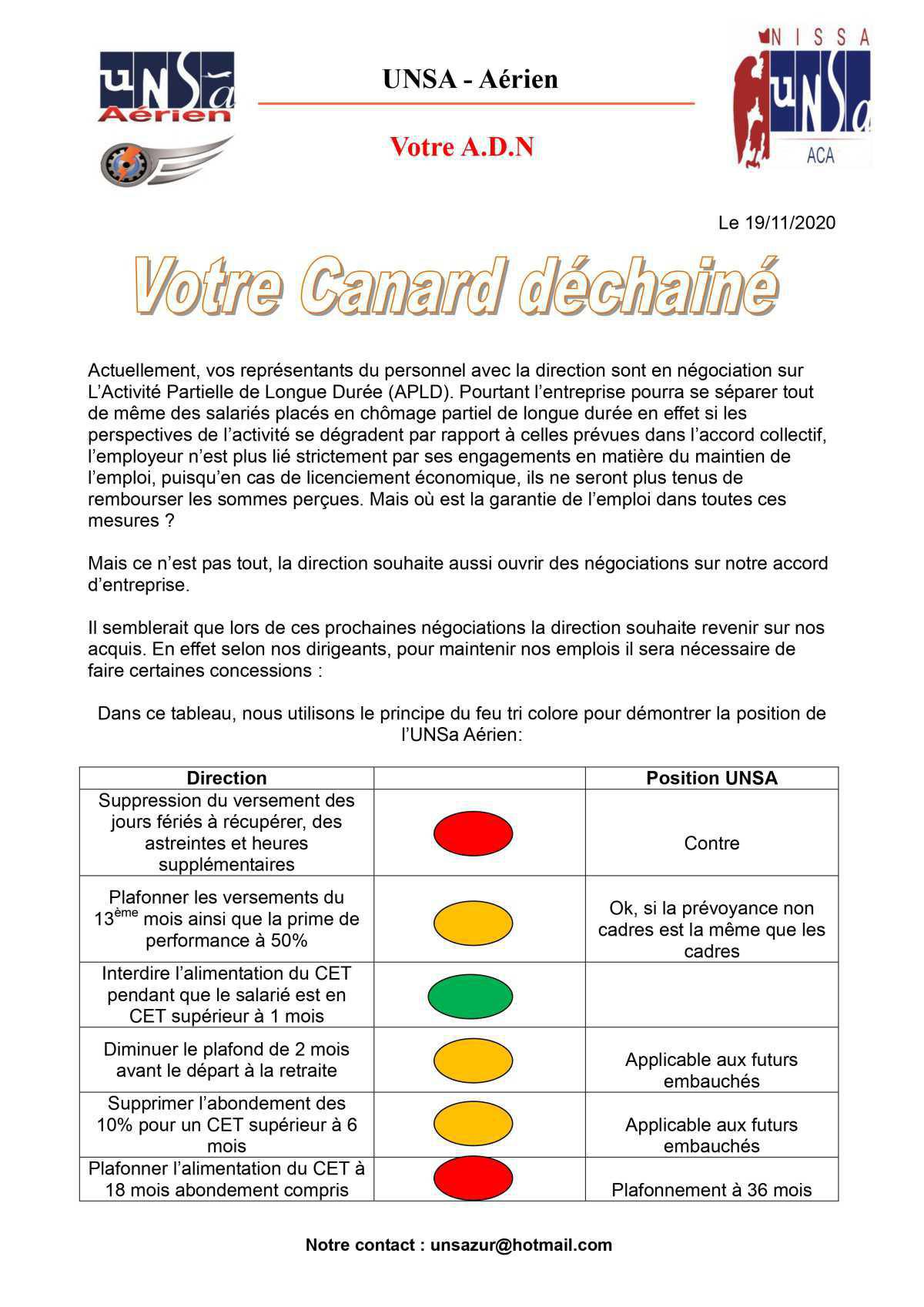 Votre canard déchainé 19/11/2020