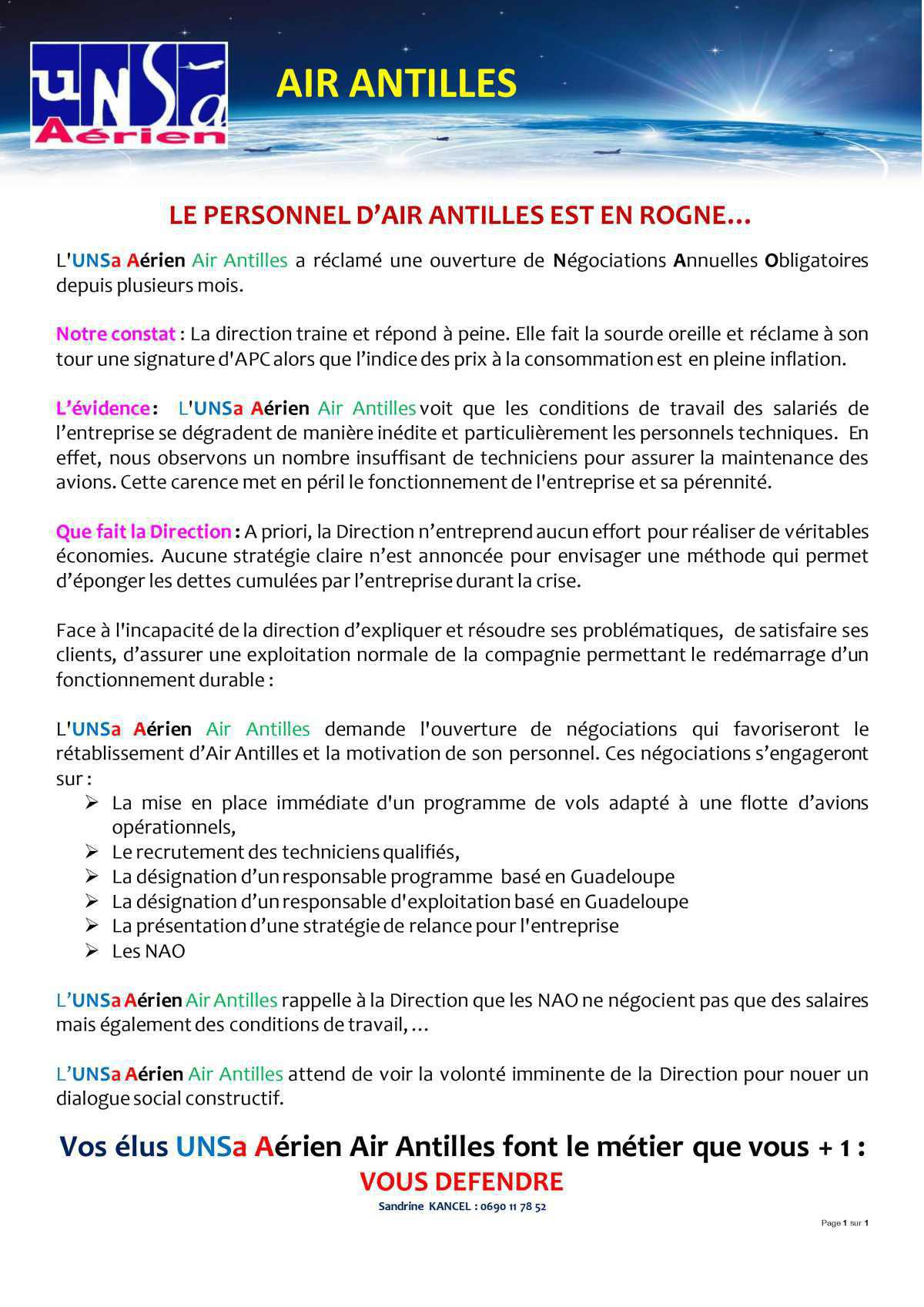 Le personnel d'Air Antilles est en rogne...