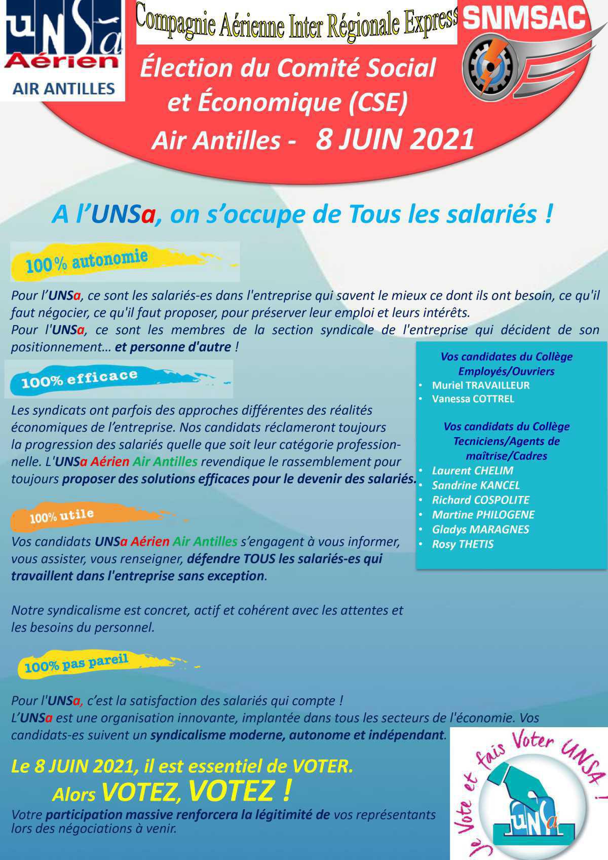 Élection CSE Air Antilles 8 Juin 2021