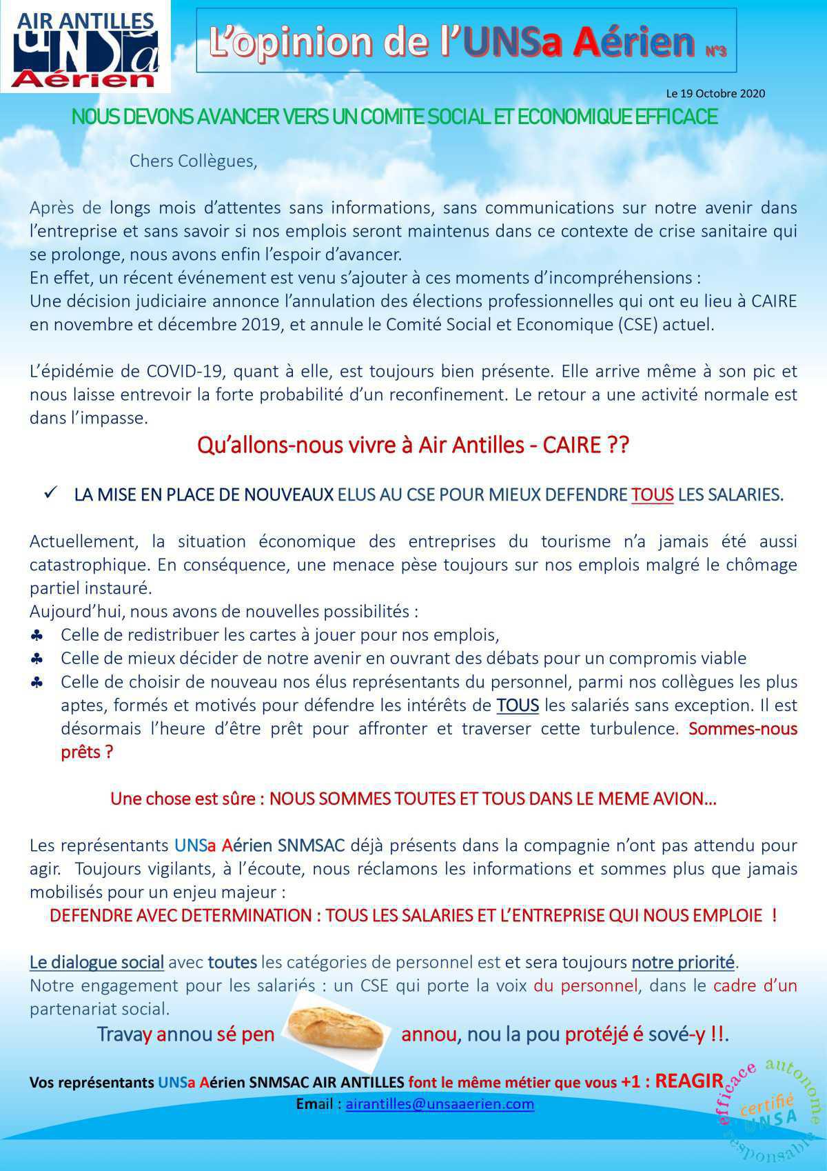 L'Opinion de l'UNSa Aérien n°3