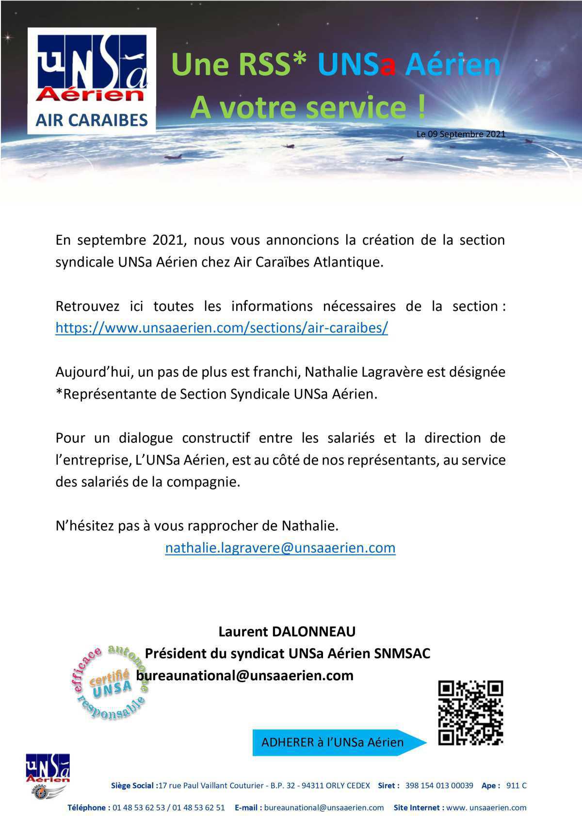 Une RSS* UNSa Aérien A votre service !