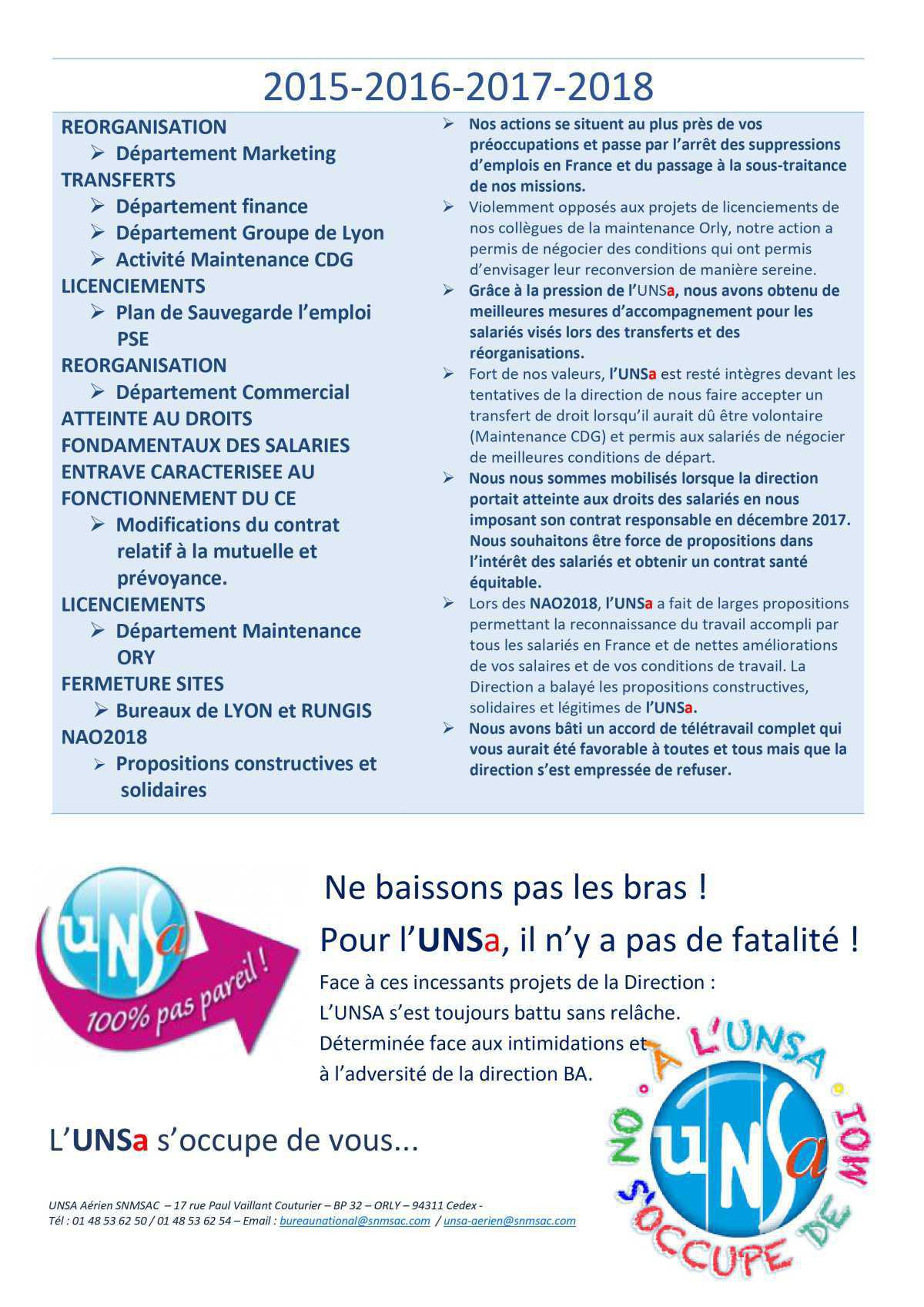 L’UNSa 2015 - 2019