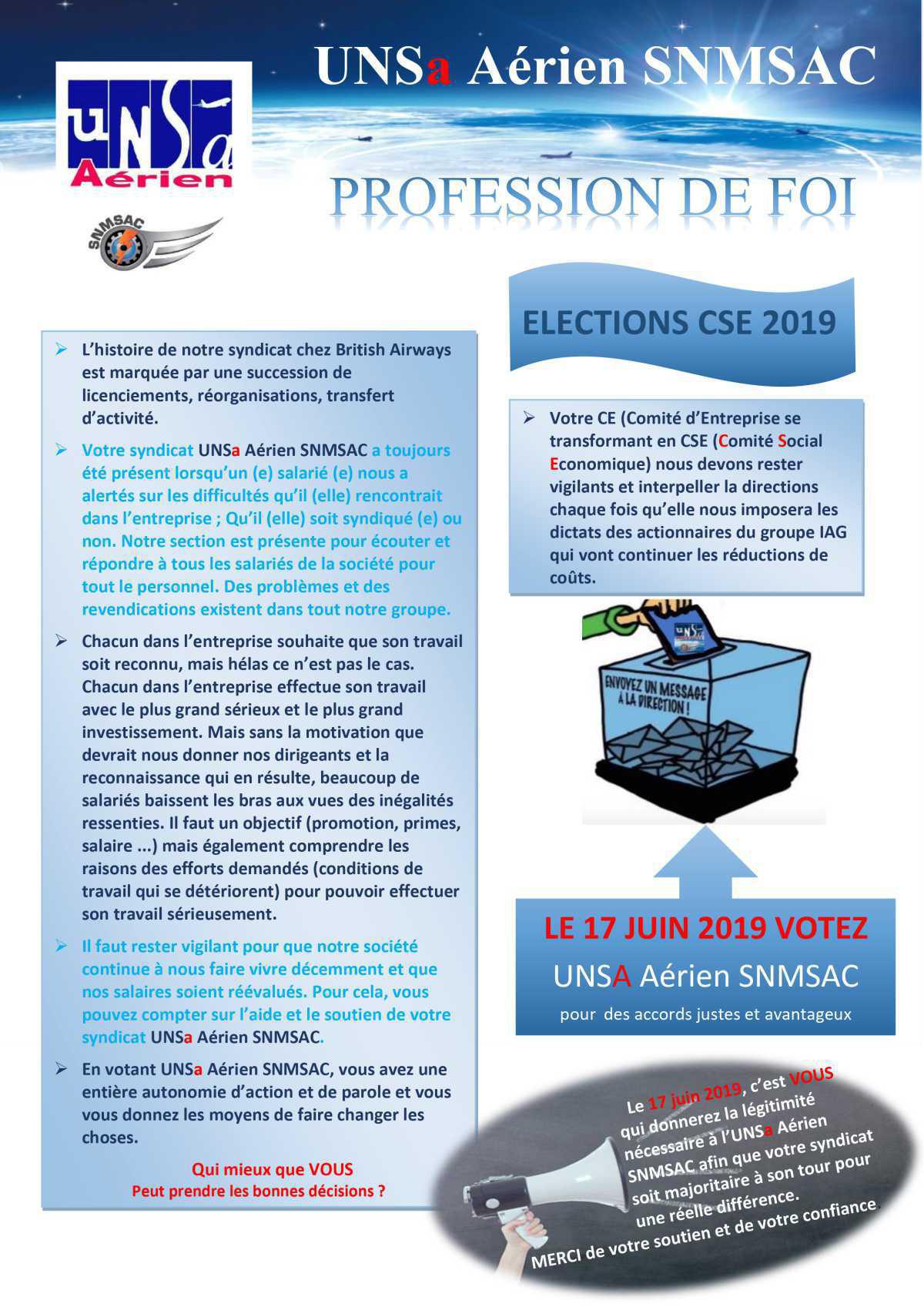 Profession de foi CSE 2019