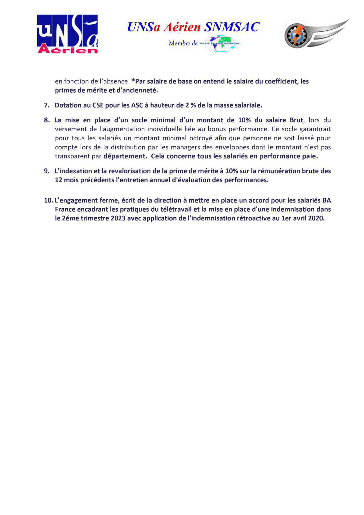 NAO 2023 - Délégation Syndicale UNSA 