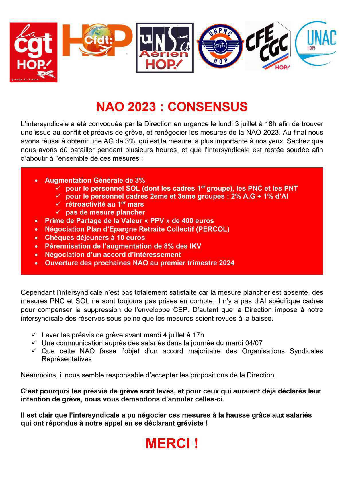 NAO 2023 : CONSENSUS