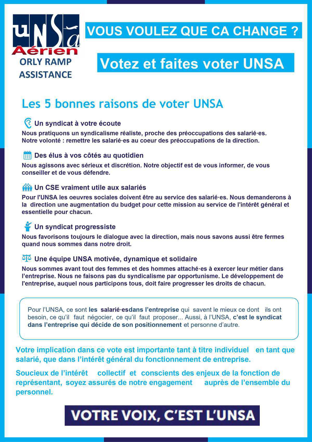 Les bonnes raisons de voter UNSA
