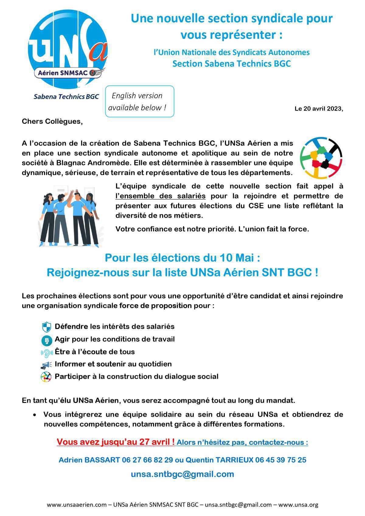 Une nouvelle section syndicale