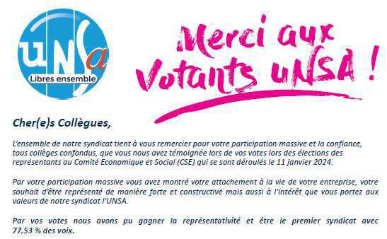 Merci aux votants UNSa