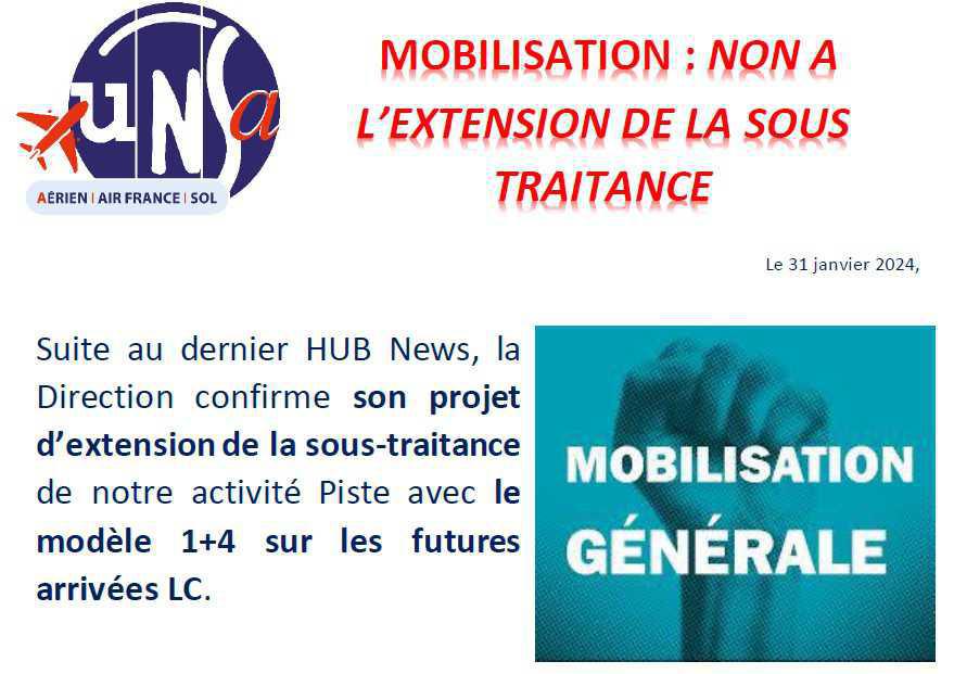 MOBILISATION : NON A L’EXTENSION DE LA SOUS TRAITANCE