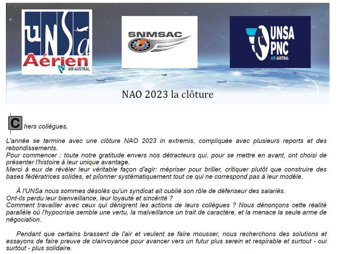 NAO 2023 - La clôture
