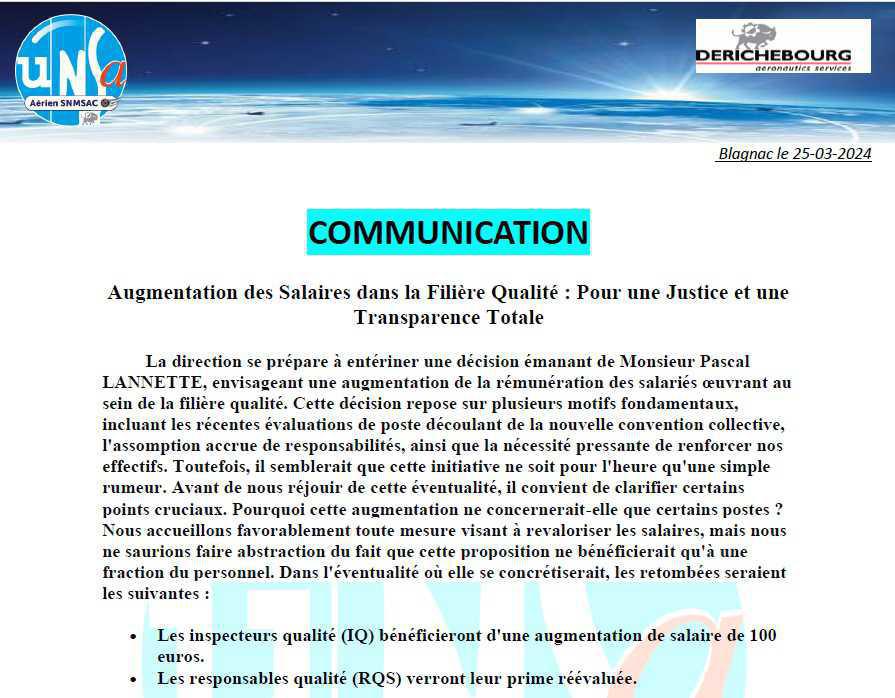 Augmentation des salaires