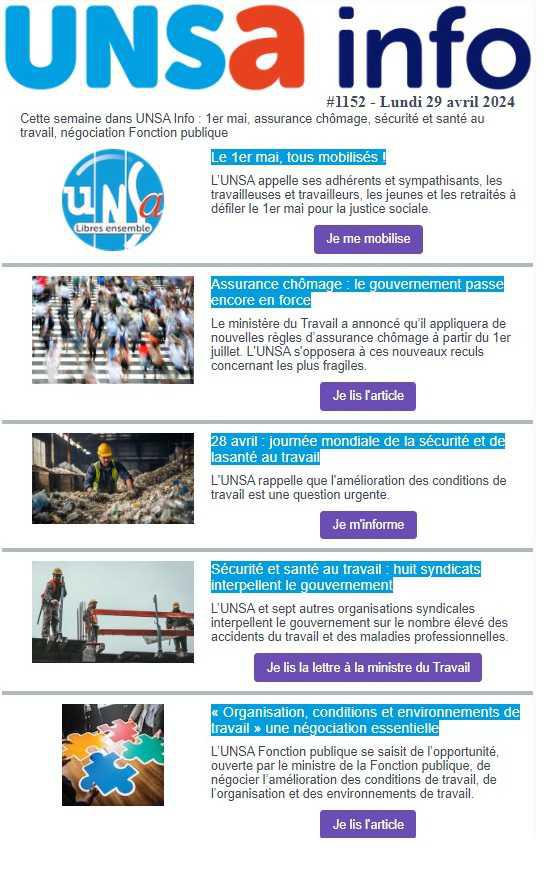 UNSa Info du 29 avril 2024