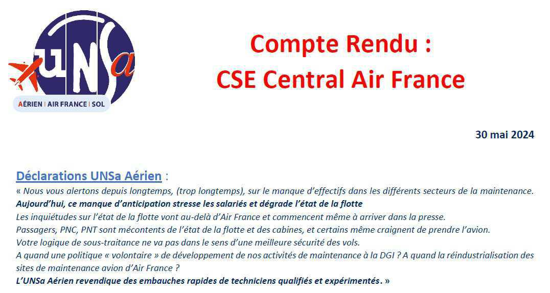 CSE Central du 30 mai 2024