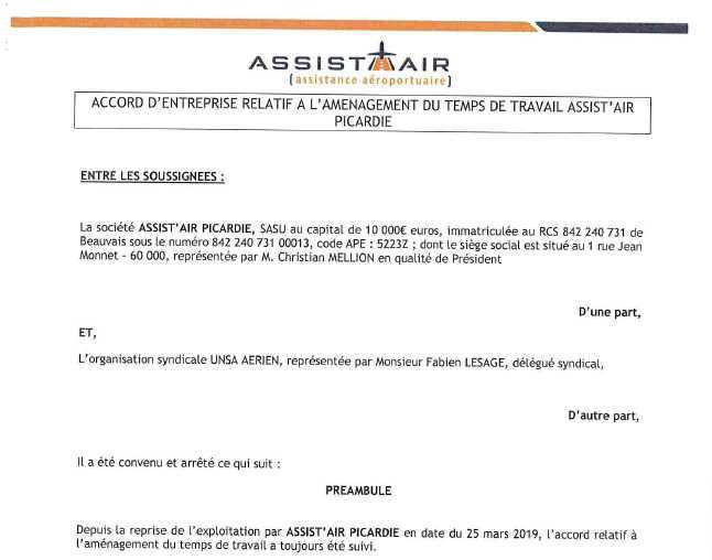 Accord Temps de Travail