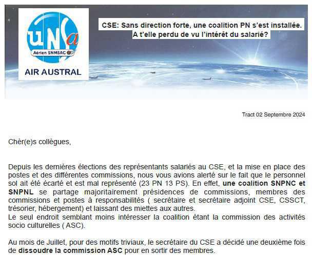 Où est l'intérêt du Salarié d'Air Austral