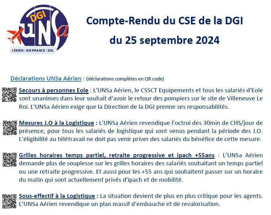 CR CSE DGI du 25 Sept 2024