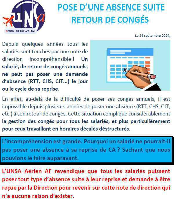 Gestions des absences après CA