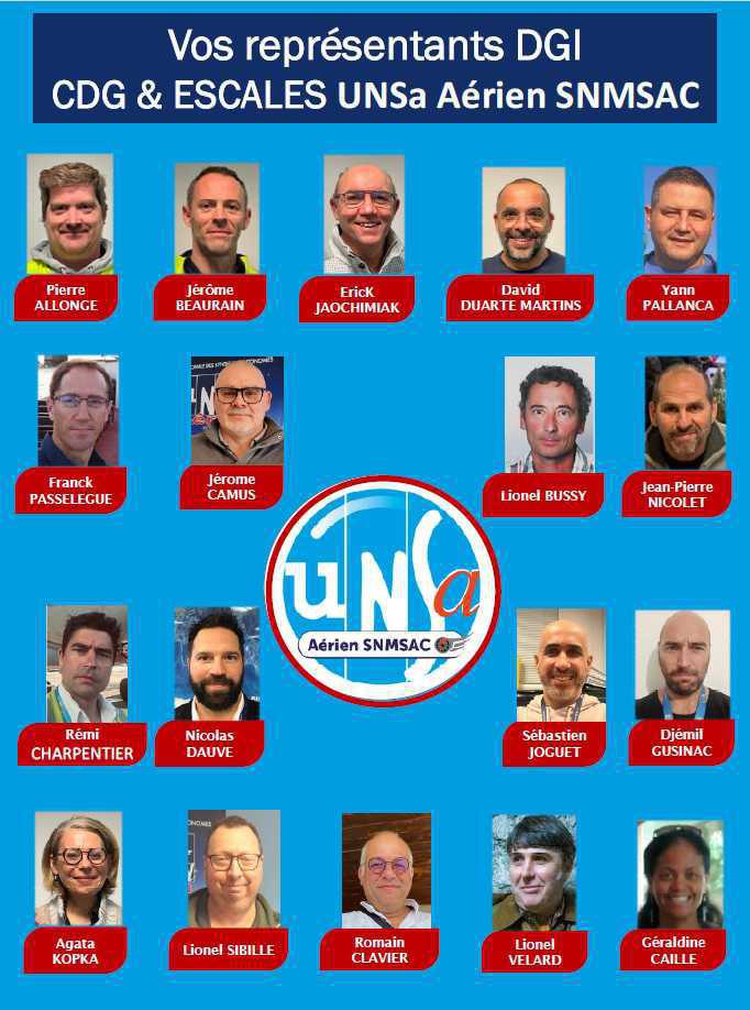 les représentants UNSa Aérien de la section de CDG