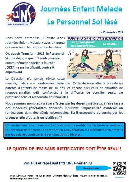 Jours Enfant Malade pour le PS