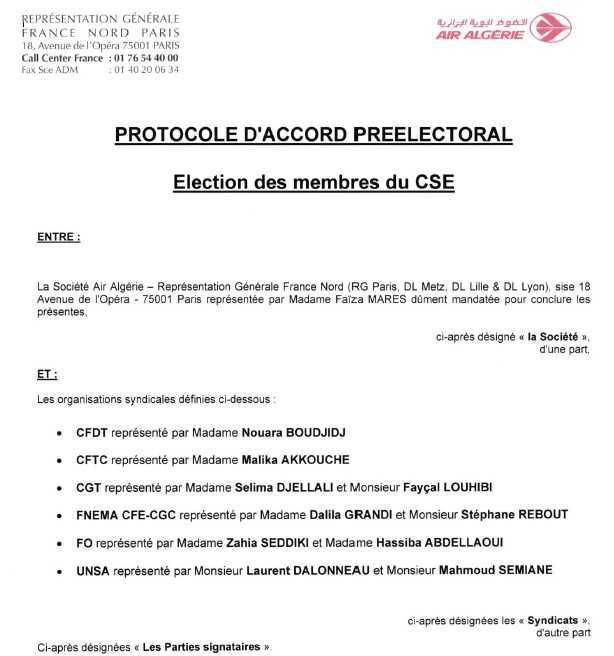 Protocole d'Accord Préélectoral signé le 29 nov 2024
